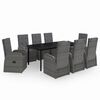 vidaXL Ensemble &agrave; manger de jardin avec coussins 9 pcs Gris