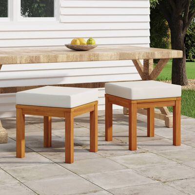 vidaXL Tabourets de jardin et coussins lot de 2 Acacia solide