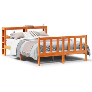 vidaXL Cadre de lit et t&ecirc;te de lit sans matelas cire marron 150x200 cm