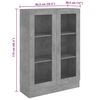 vidaXL Armoire à vitrine Gris béton 82,5x30,5x115 cm Bois d'ingénierie