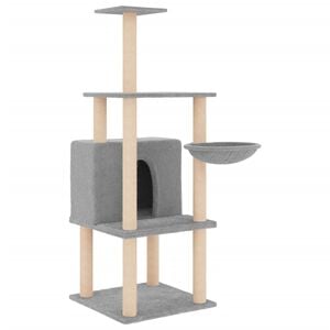 vidaXL Arbre &agrave; chat avec griffoirs en sisal gris clair 132 cm