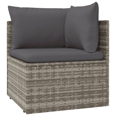 vidaXL Salon de jardin 7 pcs avec coussins Gris Résine tressée