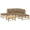 vidaXL Salon de jardin 6 pcs avec coussins taupe bambou