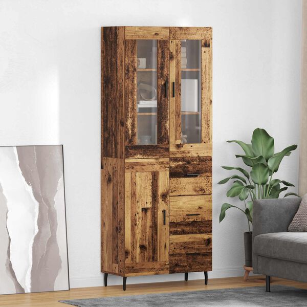 vidaXL Haut Armoire avec tiroir 2 pcs Bois Ancien Bois d'ing&eacute;nierie