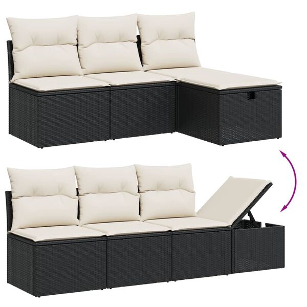 vidaXL Salon de jardin 8 pcs avec coussins noir résine tressée