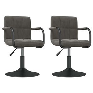 vidaXL Chaises pivotantes &agrave; manger lot de 2 gris fonc&eacute; velours