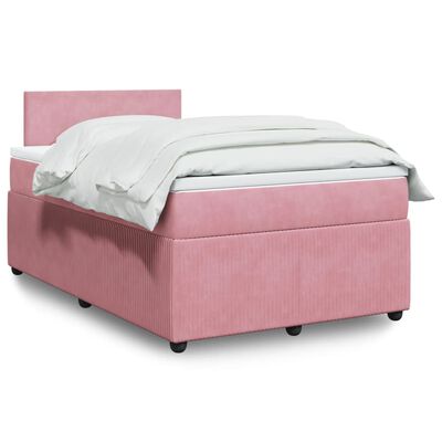 vidaXL Sommier à lattes de lit avec matelas Rose 120x200 cm Velours