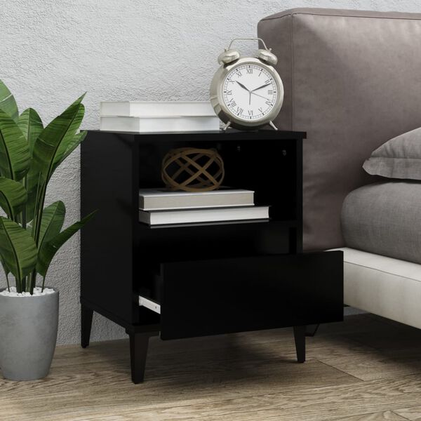 vidaXL Tables de chevet 2 pcs Noir 40x35x50 cm