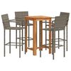 vidaXL Ensemble de bar de jardin 5 pcs gris bois massif acacia rotin