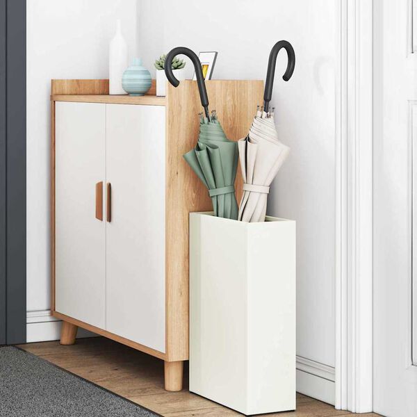 vidaXL Porte-parapluie Blanc 28 x 12 x 41 cm Acier