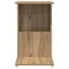 vidaXL Table d'appoint avec roue Ch&ecirc;ne artisanal 40 x 35 x 60 cm