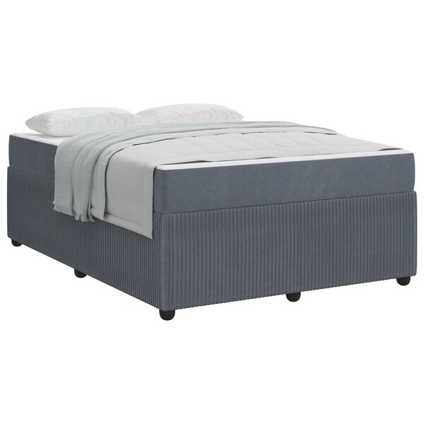 vidaXL Cadre de lit avec matelas Gris fonc&eacute; 160 x 200 cm tissu