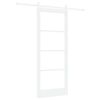 vidaXL Porte coulissante Blanc 83 x 202 cm Bois de pin massif et verre
