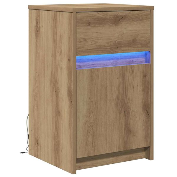 vidaXL Armoire de chevet LED ch&ecirc;ne artisanal 38 x 34 x 61 cm