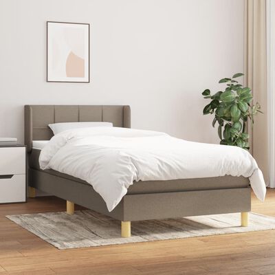 vidaXL Sommier à lattes de lit avec matelas Taupe 90x190 cm Tissu