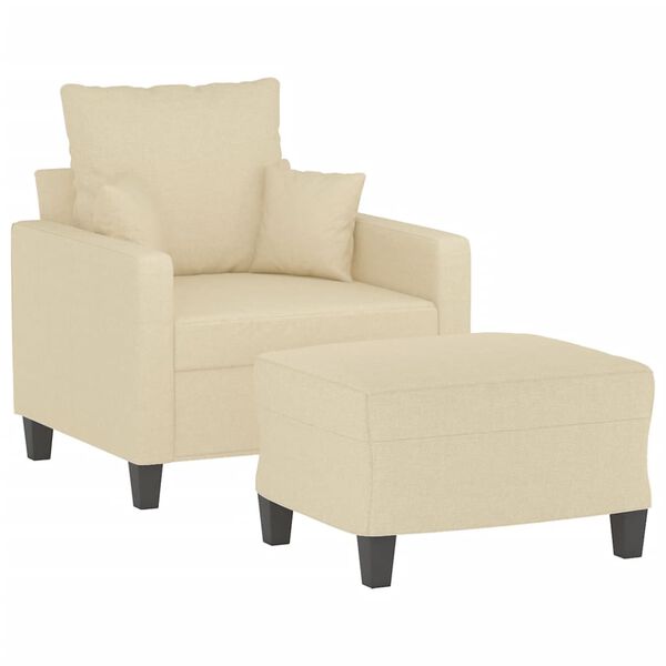 vidaXL Fauteuil avec repose-pied Cr&egrave;me 60 cm Tissu