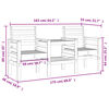 vidaXL Banc de jardin avec table 2 places noir bois massif de pin