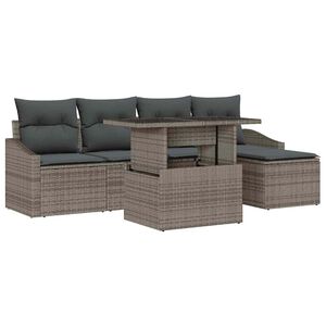 vidaXL Ensemble de canap&eacute; de jardin 6 pc Gris polyrotin