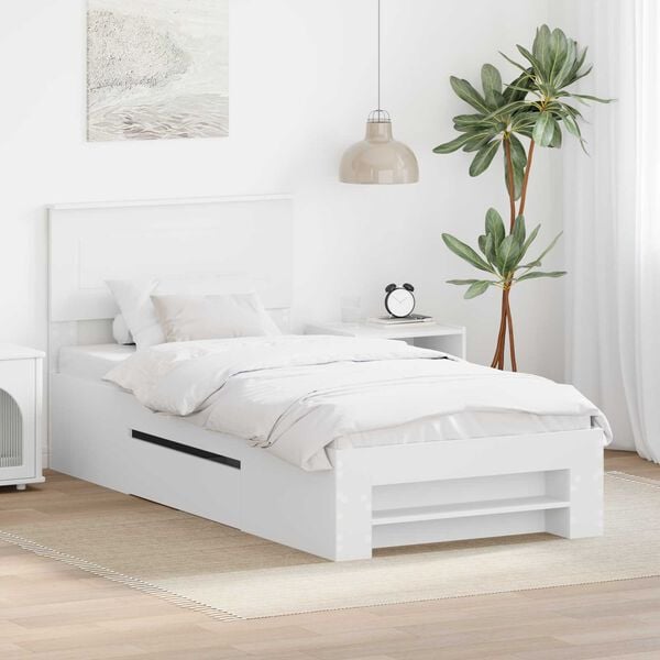vidaXL Cadre de lit Blanc 80 x 200 cm Bois d'ing&eacute;nierie
