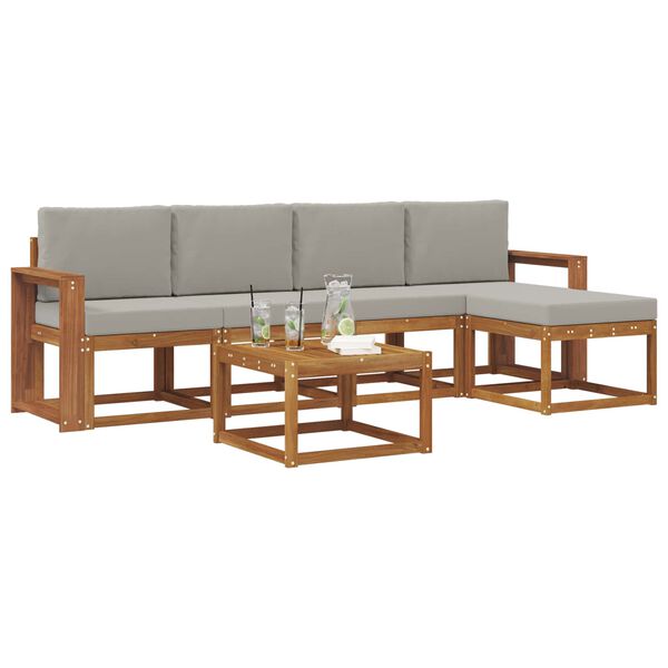 vidaXL Ensemble de canap&eacute;s d'ext&eacute;rieur 6 pcs Gris Naturel et Clair
