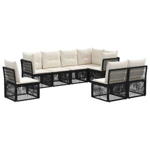vidaXL Ensemble de canap&eacute; de jardin 8 pc Noir polyrotin
