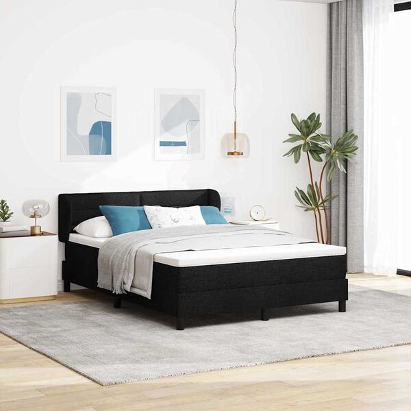 vidaXL Lit &agrave; ressorts avec matelas Noir 160 x 200 cm tissu