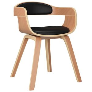 vidaXL Chaise &agrave; manger Noir Bois courb&eacute; et similicuir