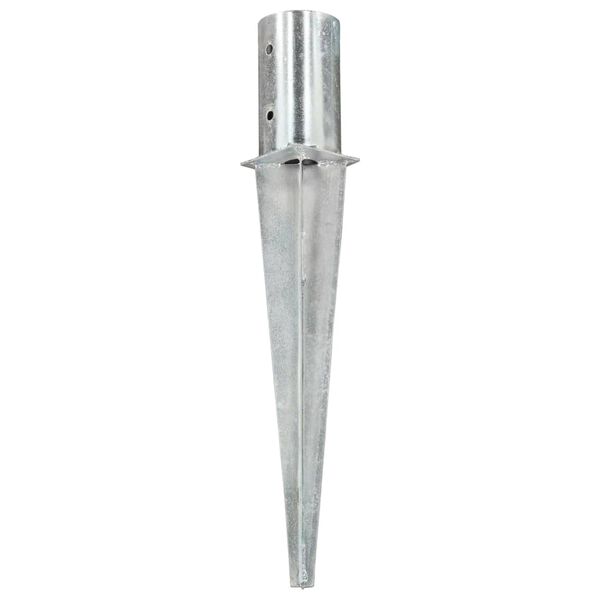 vidaXL Piquets au sol 2 pcs Argent&eacute; 8x61 cm Acier galvanis&eacute;