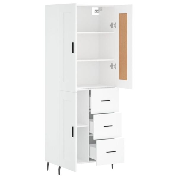 vidaXL Buffet haut Blanc 69,5x34x180 cm Bois d'ing&eacute;nierie