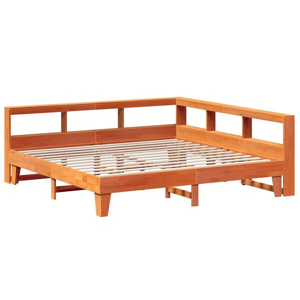 vidaXL Lit biblioth&egrave;que sans matelas cire marron 200x200 cm pin massif