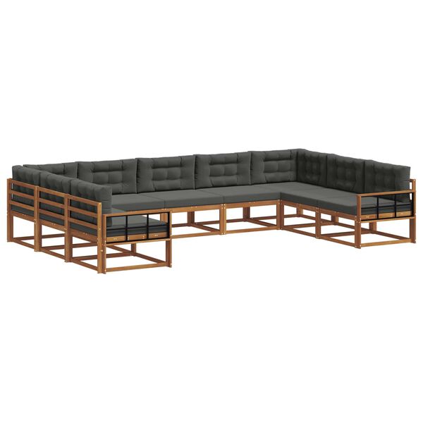 vidaXL Ensemble de canap&eacute;s d'ext&eacute;rieur 9 pcs Naturel et Anthracite