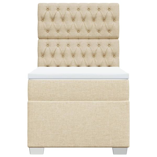 vidaXL Sommier &agrave; lattes de lit avec matelas Cr&egrave;me 90x200 cm Tissu