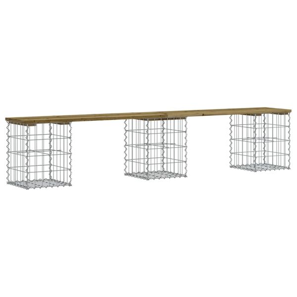 vidaXL Banc de jardin design gabion 203x31x42 cm bois de pin impr&eacute;gn&eacute;