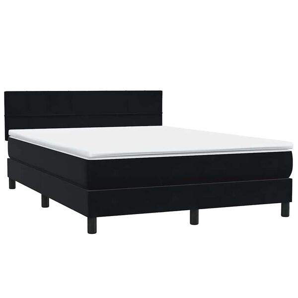 vidaXL Sommier &agrave; lattes de lit avec matelas noir 160x210 cm velours