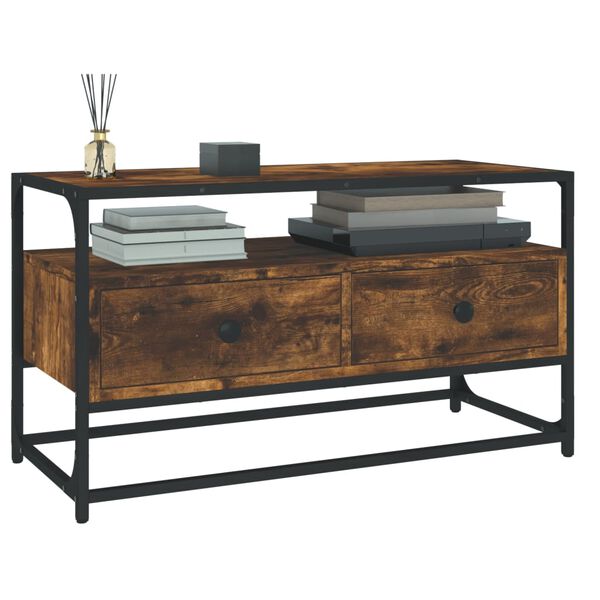 vidaXL Meuble TV ch&ecirc;ne fum&eacute; 80x35x45 cm bois d'ing&eacute;nierie