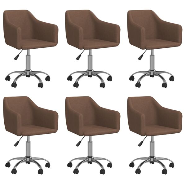 vidaXL Chaises pivotantes &agrave; manger lot de 6 marron tissu
