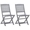 vidaXL Chaises pliables d'ext&eacute;rieur lot de 2 et coussins Bois d'acacia