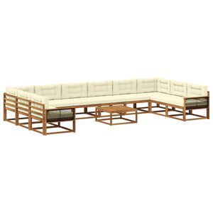 vidaXL Ensemble de canap&eacute;s d'ext&eacute;rieur 11 pcs Naturel et Cr&egrave;me