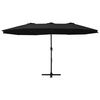 vidaXL Parasol d'extérieur et poteau en aluminium 460x270 cm Noir