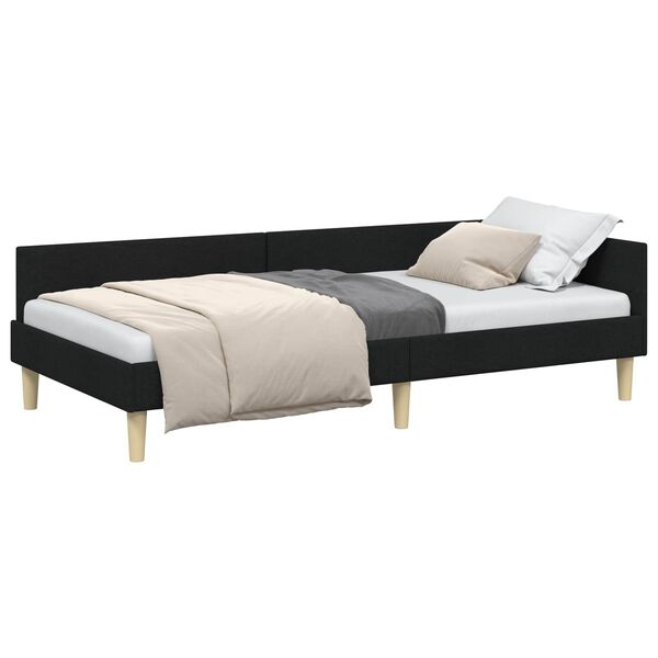 vidaXL Cadre de lit d'angle avec t&ecirc;te de lit Noir 80 x 200 cm tissu