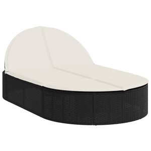 vidaXL Chaise longue double avec coussins noir r&eacute;sine tress&eacute;e