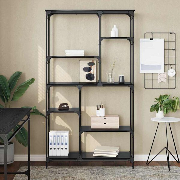 vidaXL &Eacute;tag&egrave;re Ch&ecirc;ne noir 99 x 35,5 x 176 cm Bois d'ing&eacute;nierie