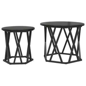 vidaXL Table d'appoint 2 pc Ch&ecirc;ne noir 50 x 50 x 40 cm
