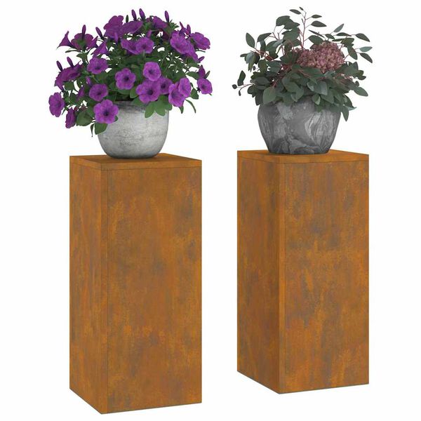 vidaXL Support de Plante 2 pcs Rouillé 24 x 24 x 55 cm