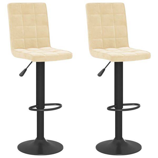 vidaXL Tabourets de bar lot de 2 cr&egrave;me velours