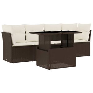 vidaXL Salon de jardin avec coussins 5 pcs marron r&eacute;sine tress&eacute;e