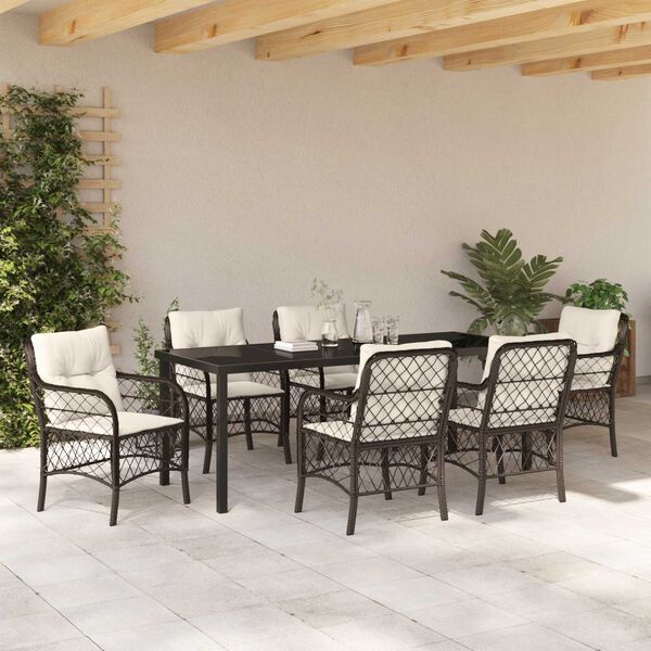 vidaXL Ensemble de salle &agrave; manger pour jardin 7 pcs Marron polyrotin