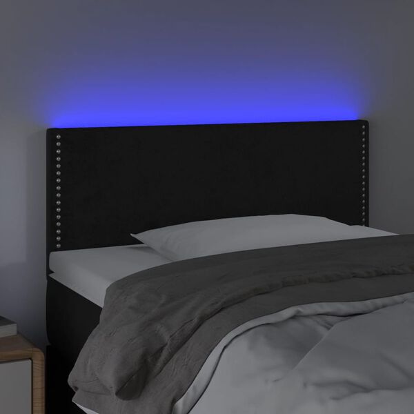 vidaXL T&ecirc;te de lit &agrave; LED Noir 90x5x78/88 cm Velours