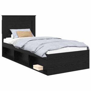 vidaXL Cadre de lit avec tiroir Uni Noir 90 x 200 cm Pin massif