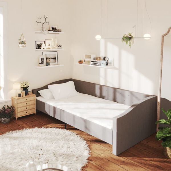 vidaXL Lit avec matelas et USB Gris clair Tissu 90x200 cm